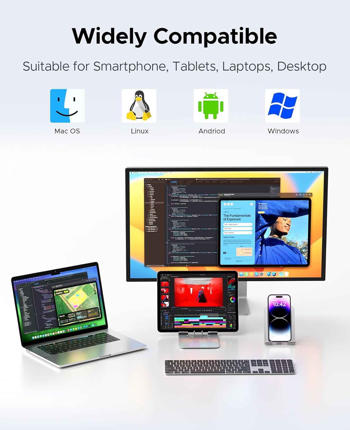 ORICO 1TB Portable SSD, Up to 1050MB/s, Compact with 2 in 1 USB C & A Cable, External Solid State Drives, Reliable Storage for USB C Smartphone, Tablet, PC - M10PRO