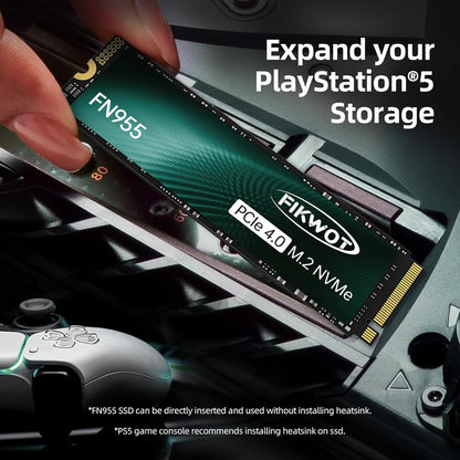 FN955 2TB NVMe SSD M.2 2280 PCIe Gen4x4, Up to 7300MB/s, 3D NAND TLC Flash Internal Solid State Drive, Configure SLC Cache, Storage and Memory Expansion for PS5 Laptop Desktop