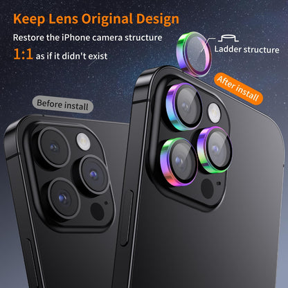 Hoerrye [3+1] for phone 15 Pro Max/phone 15 Pro Camera Lens Protector, [Keep Lens Original Design] [Truly Shatterproof] 9H Tempered Glass Camera Cover Screen Protector Accessories,Colorful 2 Pack