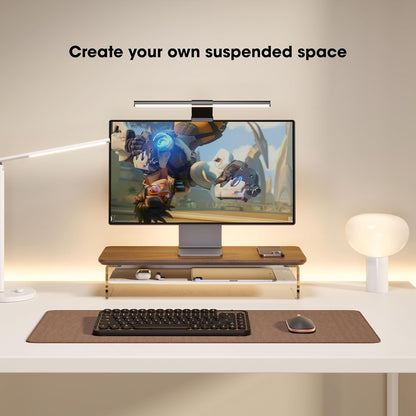 Fenge Acrylic Monitor Stand Riser, 23.6 Inches Monitor Stand with Metal Storage, 2 Tier Acrylic Computer Riser for Desk, Clear Laptop Stand for PC, Laptop, Printer, TV