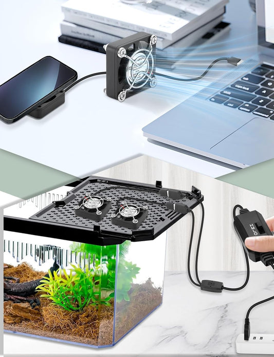 2 Packs USB Fan 40mm x 10mm DC 5V Mini Cooling Brushless Box Fan for Computer Terrarium PlayStation PC Case Xbox Welding Helmet Aquarium Router