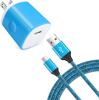 Single Port Wall Charger with USB Cord for Android Phone Compatible for Samsung Galaxy S7/S6 Edge /A10/J7 Prime / J7 v /J7 Sky Pro, Moto E6/E5 Plus/E5 Play/G5S Plus/E4/X/G, LG K10/K20/K30/V10/G3/G2/Q6