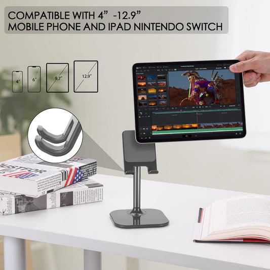 Doboli Cell Phone Stand, Phone Stand for Desk, Phone Holder Stand Compatible with iPhone and All Mobile Phones Tablet, Gifts for Adults Women Men Mom Wife, Space Gray