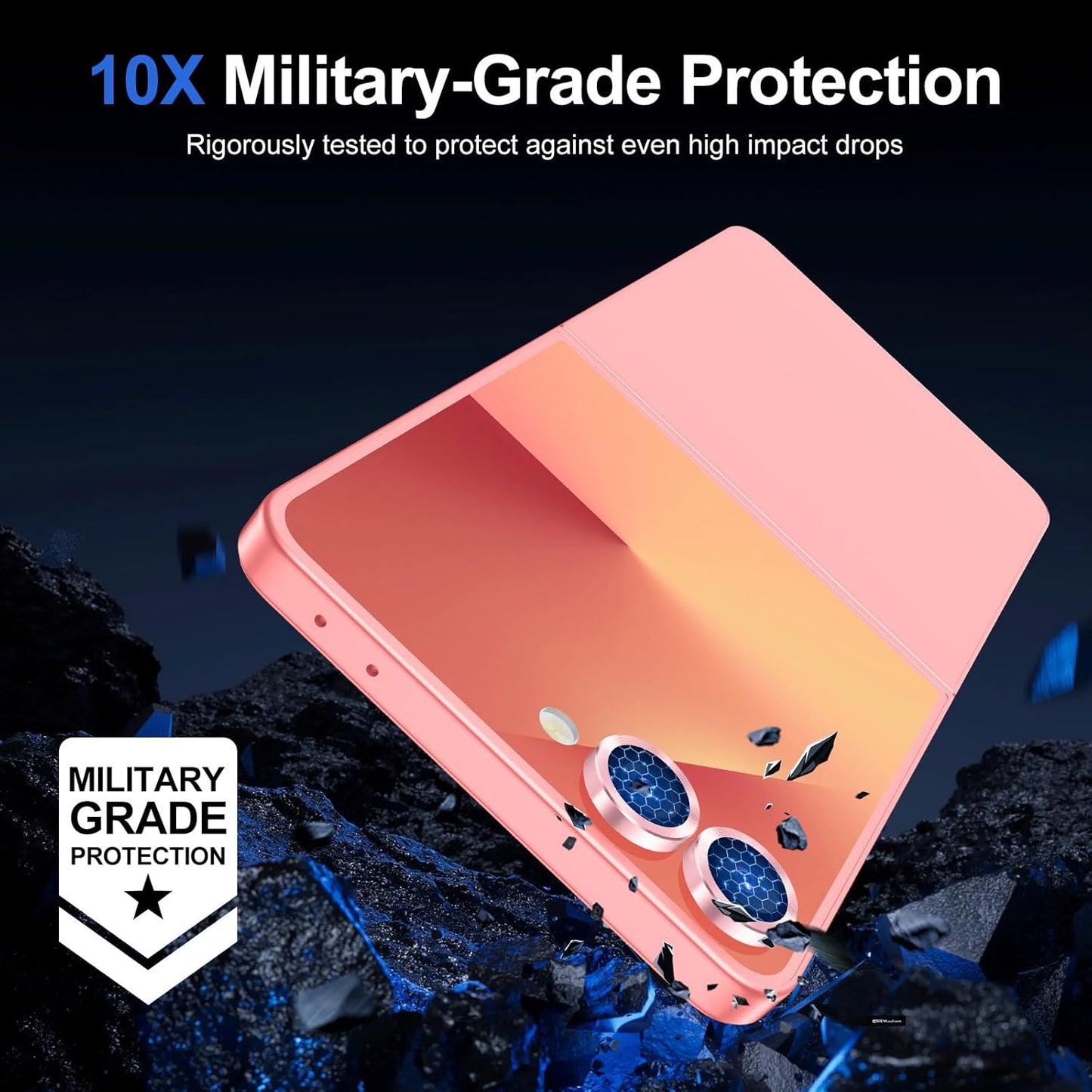 for Samsung Galaxy Z Flip 7 Camera Lens Protector, Individual Metal Ring Tempered Glass Lens Cover, [Strong Adsorption] Scratch Resistant Ultra-Thin HD Clear Lens Cover, 1 Set-Pink