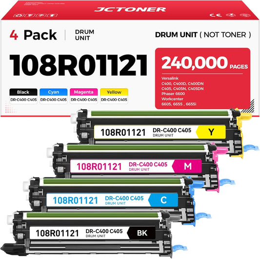 C400 C405 Drum Unit 108R01121 Imaging Drum (Black Cyan Magenta Yellow 4-Pack) Replacement for Xerox Versalink C400 C400D C400DN C405 C405N C405DN Phaser 6600 Workcenter 6605 6655 6655i Color Printer