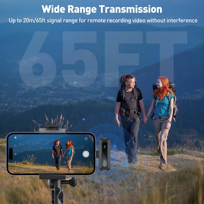 Wireless Lavalier Microphone for iPhone Recording Clip-on Mini Mic for iPhone/for iPad Video Recording with Rotatable Clip&Denoise Recording, Portable Mic Set for Content Creators