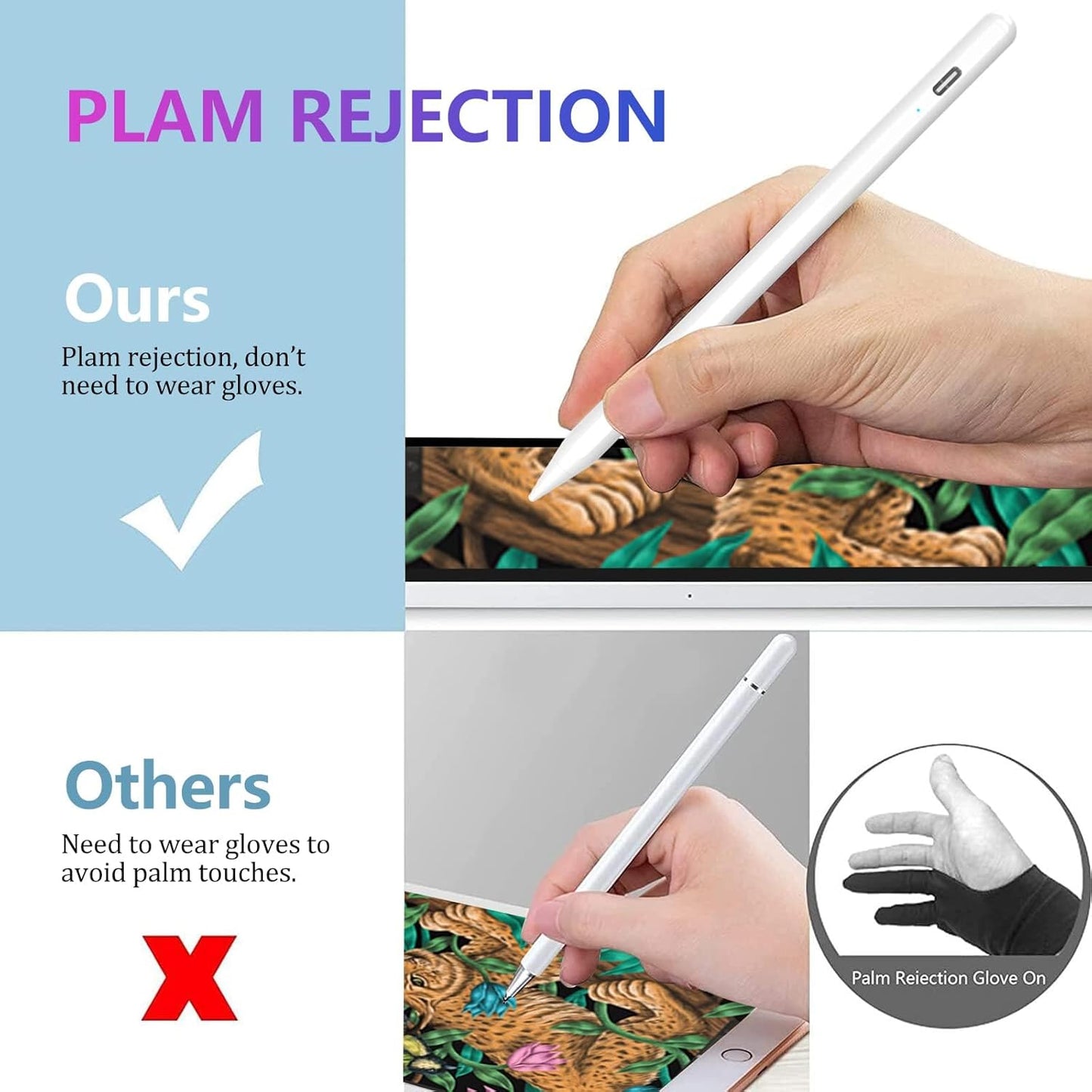 Stylus Pen for iPad 2018-2024 with Palm Rejection, Active Pencil for iPad 10th/9th/8th/7th/6th Generation, for iPad Pro 11/12.9 inch, for iPad Air 5th/4th/3th Gen, for iPad Mini 6th/5th Gen (White)