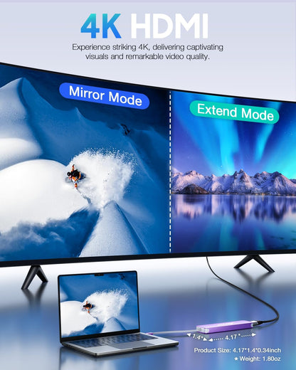 Hiearcool USB C Hub for MacBook Pro M2, USB-C Adapter for Mac-Book Air M1, USBC to HDMI Multi-Port Dongle 7 in 1 Type-C Dock for Mac Book Thunderbolt 3 4 Laptops and Other Type C Devices