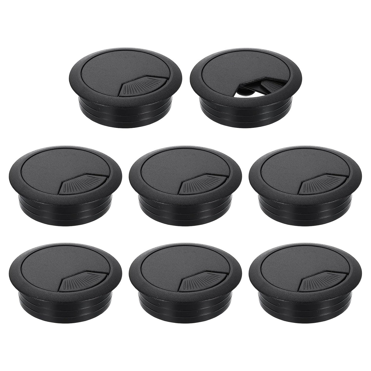 uxcell 8 Pcs 50mm (1.97 Inch) Desk Grommet, Plastic Cable Hole Cover, Wire Cord Cable Organizer for Home Office Computer Desk Cabinet, Black