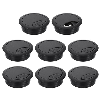 uxcell 8 Pcs 50mm (1.97 Inch) Desk Grommet, Plastic Cable Hole Cover, Wire Cord Cable Organizer for Home Office Computer Desk Cabinet, Black
