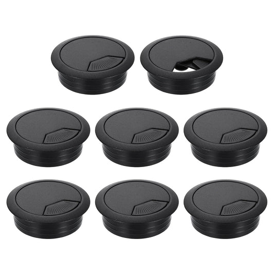 uxcell 8 Pcs 50mm (1.97 Inch) Desk Grommet, Plastic Cable Hole Cover, Wire Cord Cable Organizer for Home Office Computer Desk Cabinet, Black