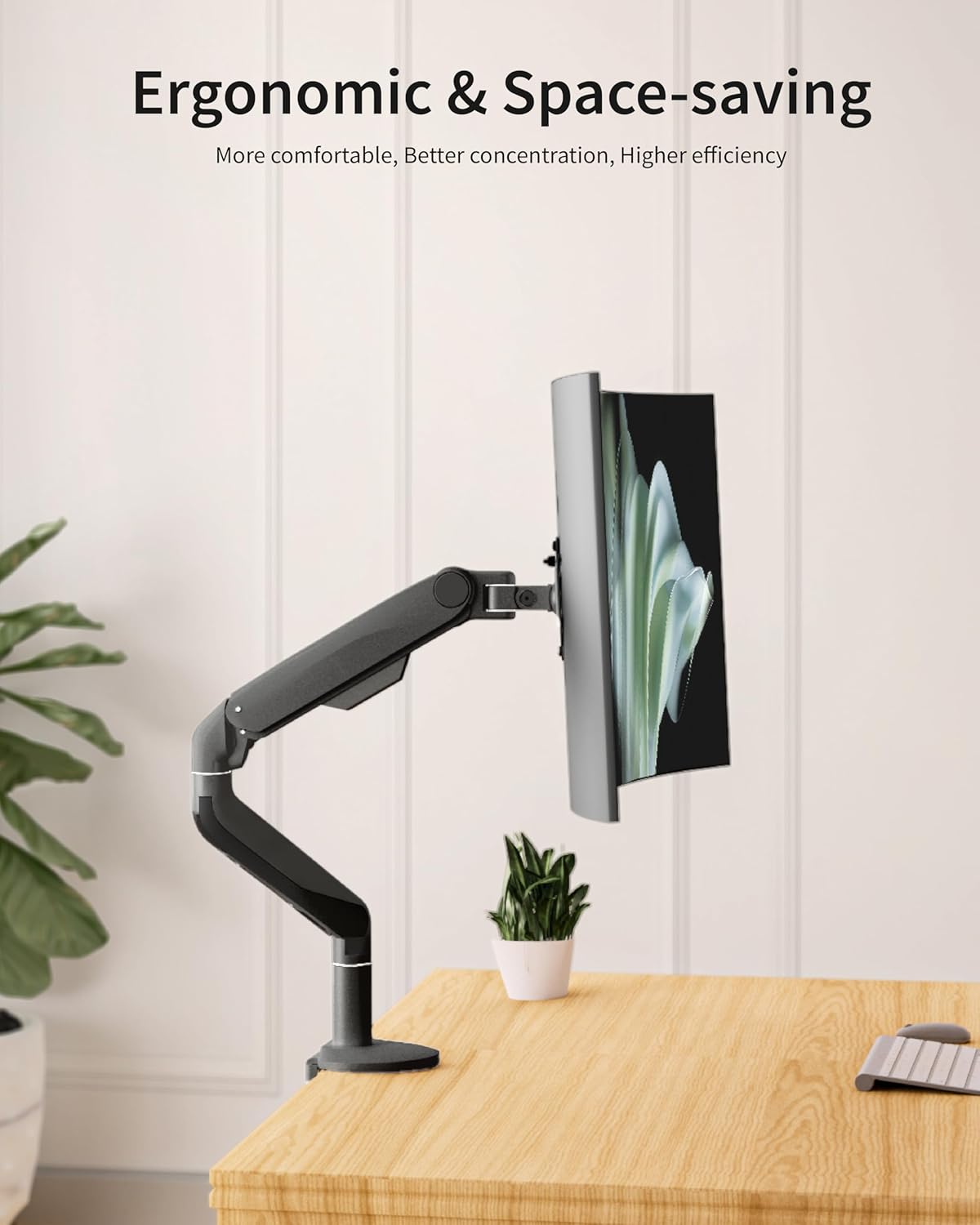 Ultrawide Single Monitor Mount, Adjustable Gas Spring Monitor Arm for 17 to 49 inch Screens, 75/100 Vesa Mount, Black
