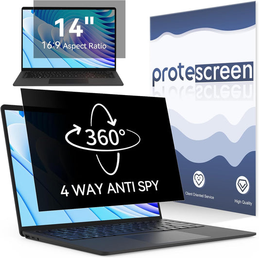 360° Laptop Privacy Screen 14 Inch for 16:9 Computer, 14" Monitor 4 Way Privacy Anti Glare Protector Blue Light Filter Shield Film Compatible with Lenovo/Hp/Dell/Acer/Asus/Thinkpad/Envy/Toshiba