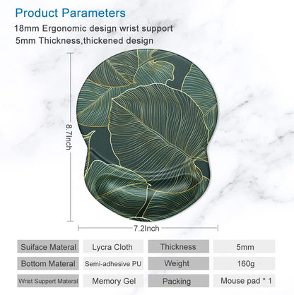 ITNRSIIET Ergonomic Mouse Pad with Gel Wrist Support Small Wrist Rest Smooth Surface Non-Slip PU Base Comfortable Office Supplies Pain Relief, 8.7 x 7.2 inches, Palm Texture