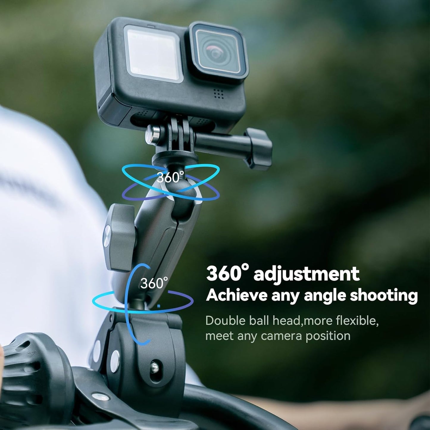 TELESIN Super Clamp Camera Mount with 360° Dual Ball Head, Bike/Bicycle/Motorcycle Handlebar Mount for GoPro Max Hero 13 12 11 10 9 8 7, DJI Osmo Nano 360 Action 5 Pro 4 3, Insta 360 X4 X5 Ace Pro 2
