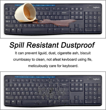 Silicone Keyboard Cover for Logitech K200 K260 K270,Ergonomic Wireless Keyboards, MK200 MK260 Keyboard Skin Waterproof Dustproof - Transparent