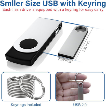 5 Pack 32GB USB Flash Drive with Keychains, Wooolken Sleek Metal USB 2.0 Thumb Drives Memory Stick for PC Laptop Computer