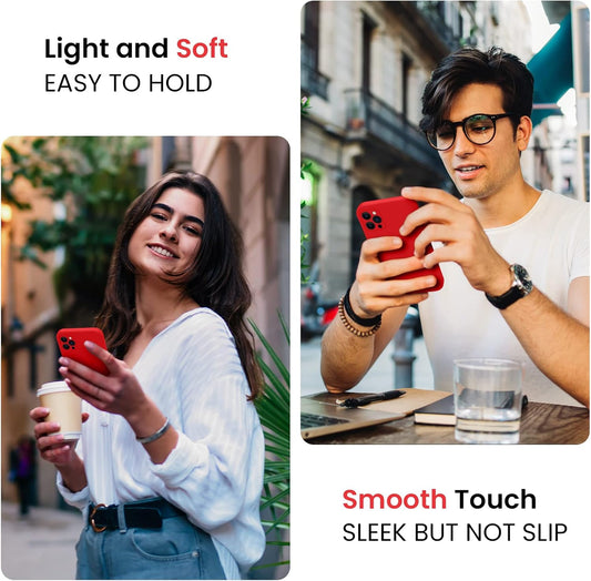 FireNova Designed for iPhone 13 Pro Case, Silicone Upgraded [Camera Protection] Phone Case with [2 Screen Protectors], Soft Anti-Scratch Microfiber Lining Inside, 6.1 inch, Red