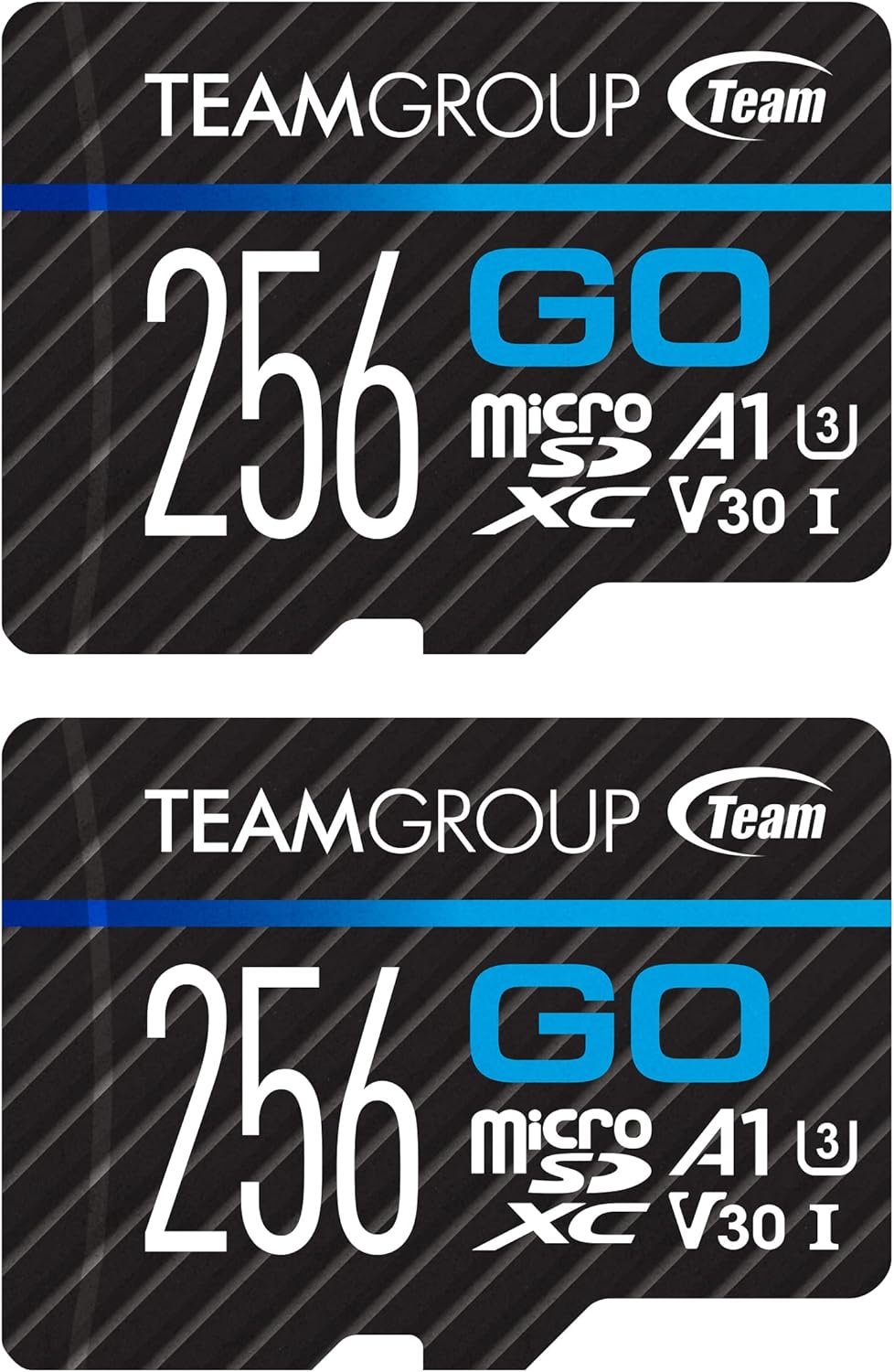 TEAMGROUP GO Card 256GB x 2 Pack Micro SDXC UHS-I U3 V30 4K for GoPro & Action Cameras High Speed Flash Memory Card with Adapter for Outdoor, Sports, 4K Shooting TGUSDX256GU364