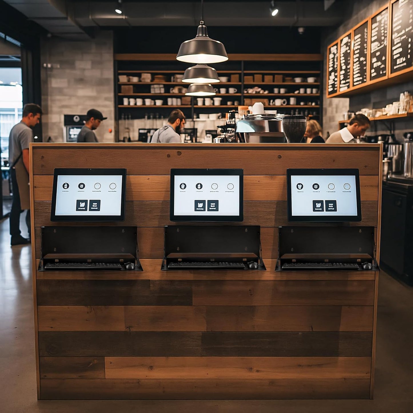 2 Pcs 24 Inch Keyboard Wall Mount Foldable Fits Standard Computer Keyboard Mouse Stand Tray Organizer for Small Offices Apartments, Easy Installation with 4 Screws (Black)