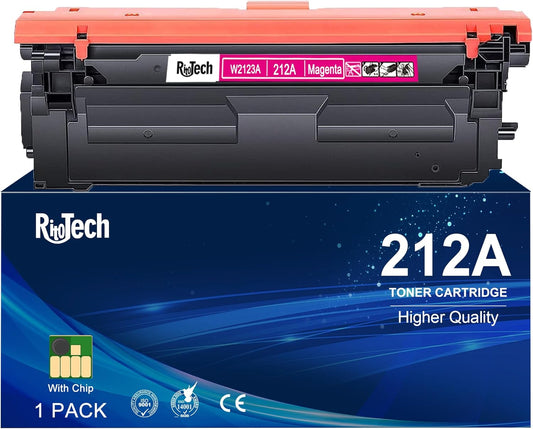 212A Magenta Toner Cartridge,Compatible Replacement for HP 212 A W2123A 212X W2120X, for HP Color Laserjet Enterprise M554 m554dn M555 M555dn Flow MFP M578 Printer, with Upgraded Chip,No Fading