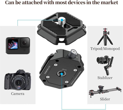 ULANZI F38 Camera Quick Release Plate w 1/4" to 3/8" Screw Thread, Quick Release System QR Plate Camera Tripod Mount Adapter for Sony Canon Monopod DSLR Stabilizer Slider DJI Switch Between Stablizer