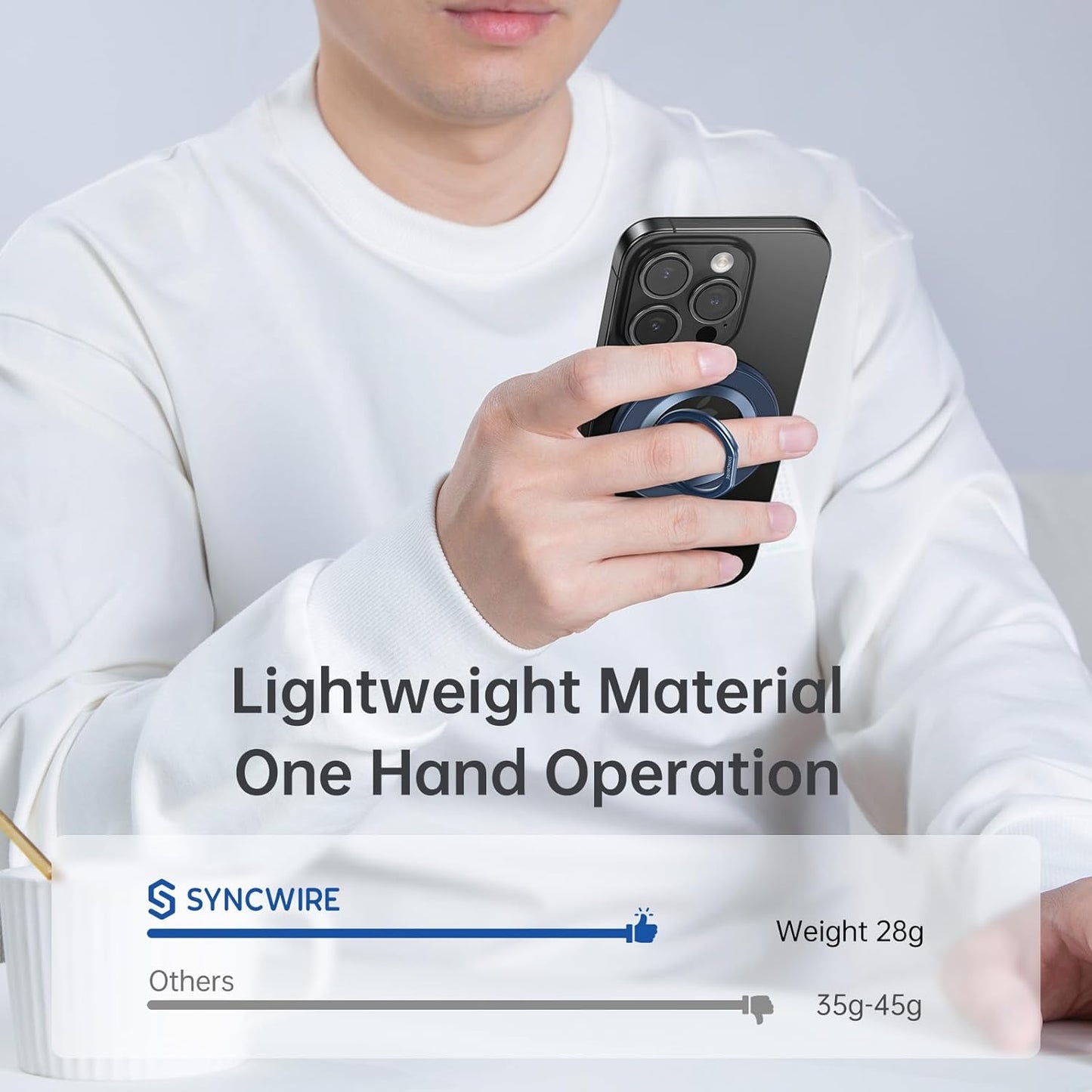 Syncwire Magnetic Phone Ring Holder for MagSafe, Magnetic Cell Phone Grip Ring Stand Finger Kickstand with Two-Sided Magnets Compatible with iPhone 16 15 14 13 12 Pro Max