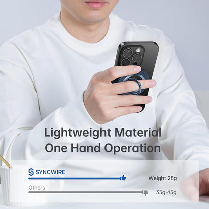 Syncwire Magnetic Phone Ring Holder for MagSafe, Magnetic Cell Phone Grip Ring Stand Finger Kickstand with Two-Sided Magnets Compatible with iPhone 16 15 14 13 12 Pro Max