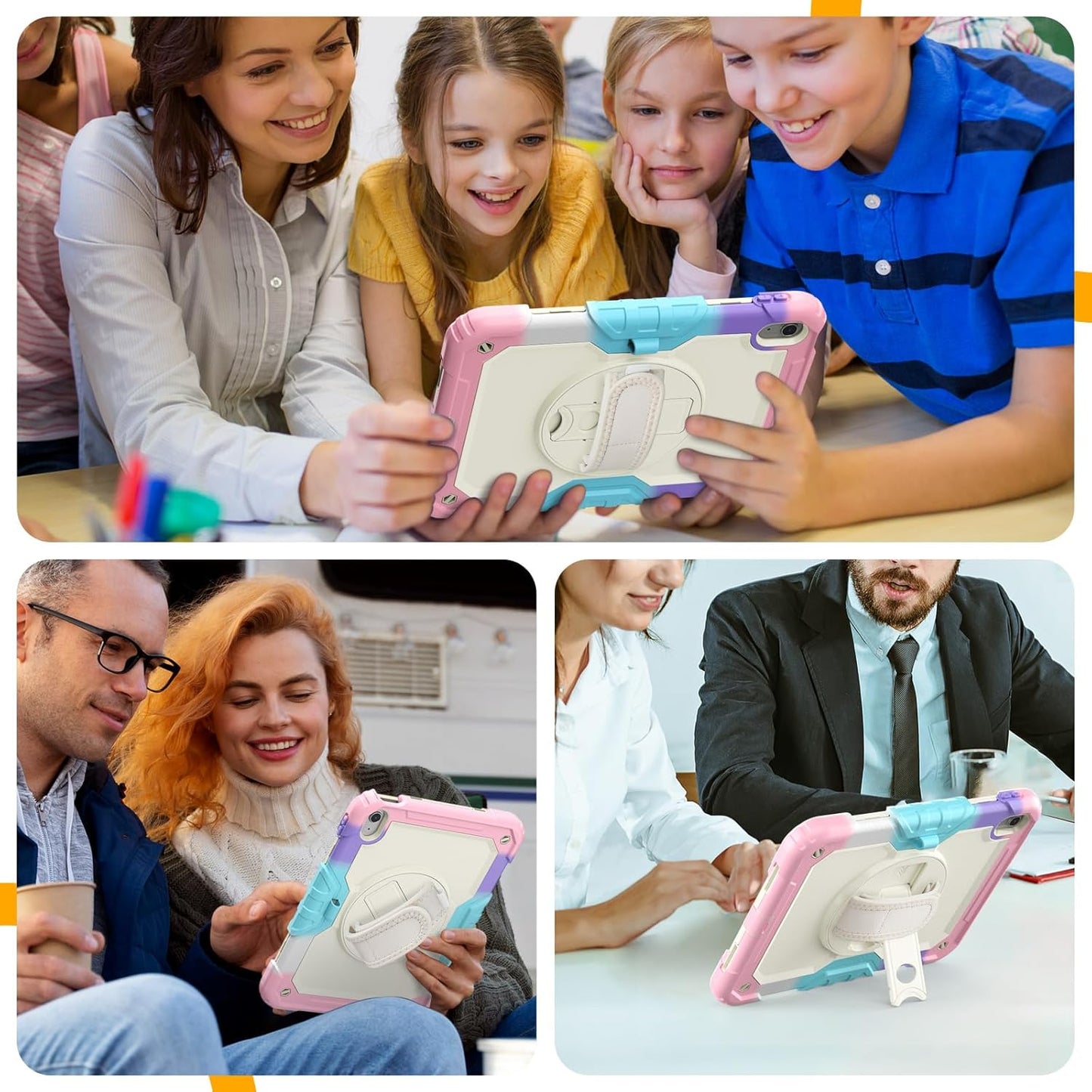 timecity for iPad (A16) 11th/ 10th Generation Case 11''/ 10.9 Inch (2025/2022) - Heavy Duty Protective Cover with Screen Protector, Stand, Shoulder Strap & Pencil Holder | Kids-Friendly - Pink Camo