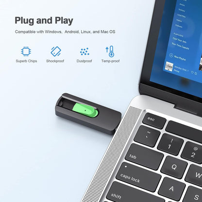 Aiibe 64GB USB 3.0 Flash Drives 5 Pack 64GB Thumb Drive USB Drives High Speed Upgraded 110MB/s USB 3.0 Memory Stick Jump Drives (Cyan, Green, Purple, Red, Yellow)