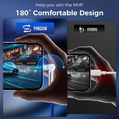 USB C to USB C Cable 6.6ft,240W 2-Pack Braided 180°Rotating Type C Charging CableFast Charge for iPhone 15/16/16Pro/16Plus/16ProMax,MacBook Air,iPad Pro,Pixel,Samsung Galaxy S23/S24 Ultra-Blue