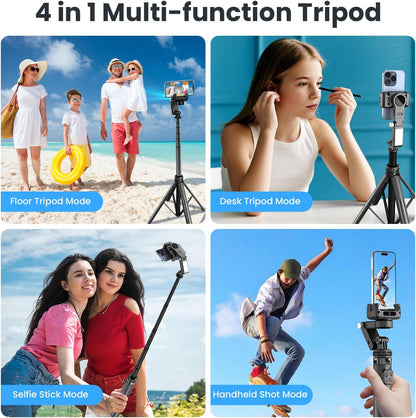 Auto Face Tracking Selfie Stick Tripod for iPhone with Light - 360 Rotation That Follows Your Movement -160cm Phone Camera Tripod Stand with Remote for Vlogging, Live Streaming, Video Recording