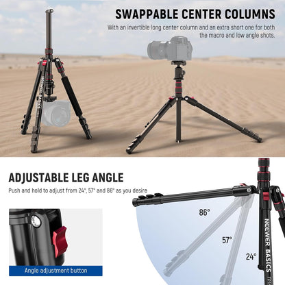 NEEWER Basics Camera Tripod Monopod, 71" Aluminum Heavy Duty Portable Travel DSLR Cell Phone Stand with 360° Ball Head Cellphone Holder Mount Compatible with iPhone for Filming Video Recording, TP15