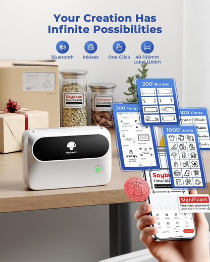 Phomemo Thermal Label Printer, Bluetooth M421 4 x 6 Shipping Label Printer, Portable Printers for Shipping, Warehouse, Barcode, Address,Compatible with Phone & PC,