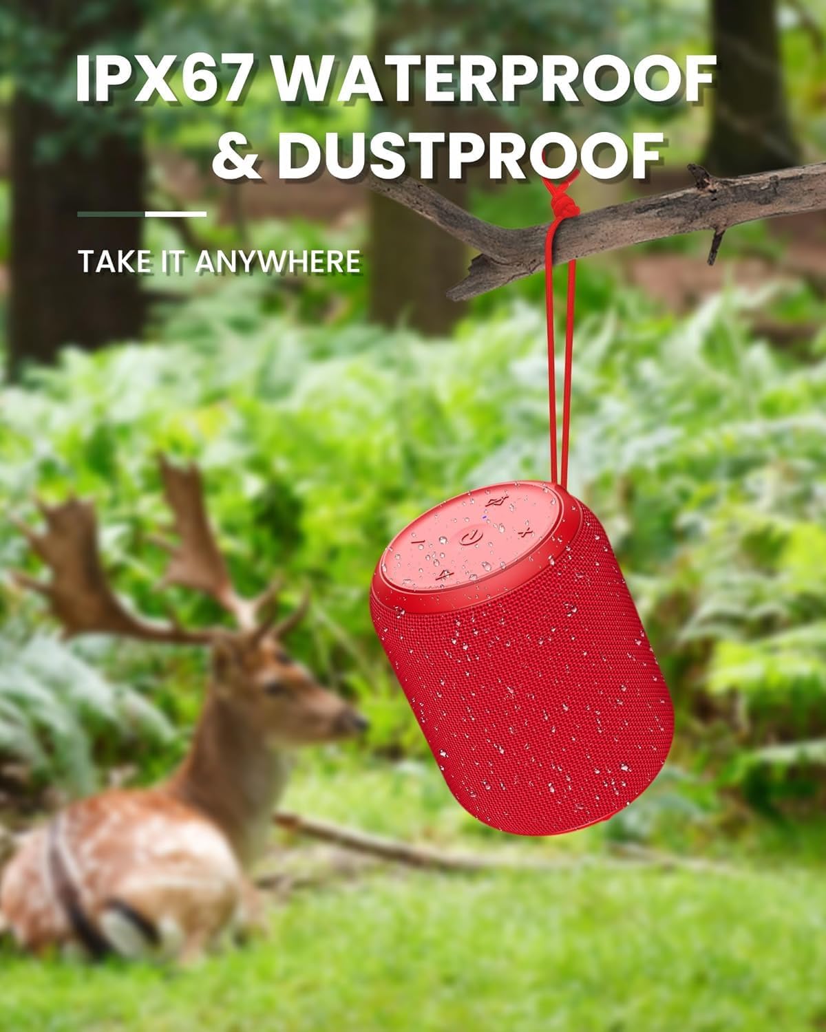 NOTABRICK Bluetooth Speakers, 15W Portable Speakers Bluetooth Wireless V5.0 with Stereo Sound, Active Extra Bass, IPX6 Waterproof Shower Speaker, Double Pairing, for Party, Home Theater, Game Theater