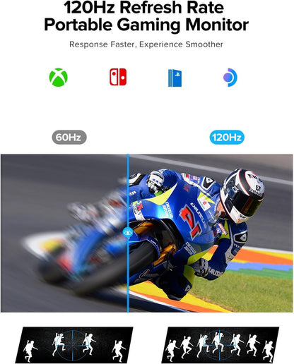 UPERFECT Portable Monitor Battery Touchscreen 120HZ | 15.6” 1ms Gaming Monitor | Built-in 10800mAh Battery Powered |FHD FreeSync| Type-C & HDMI | Travel Screen for Laptop, Computer, Game Consoles