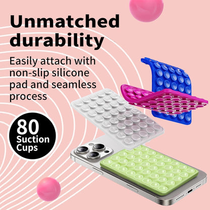 Octo Buddy Silicone Suction Cup Phone Mount Double Sided Sticky Phone Grip Backside Sucker for iPhone Android Hippers Grippy Strong Cell Phone Case Accessory Stuff Mirror Stick On (Green)