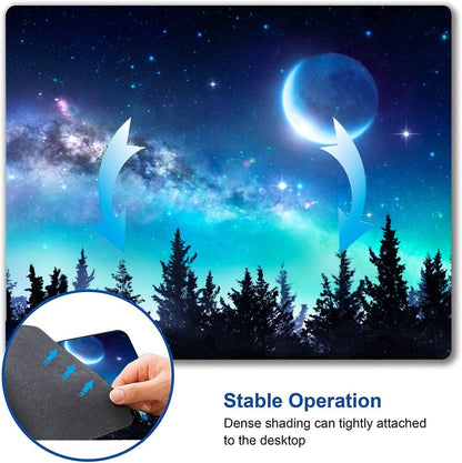 Hokafenle Mouse Pad, Square Personalized Computer Mouse Pads with Forest Moon Design, Washable Mouse Mat, Gaming Office Home Non-Slip Rubber Base Mousepad