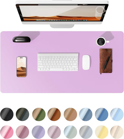 YSAGi Leather Desk Protector, Office Mat, Large Mouse Mat, Non-Slip PU Leather Blotter, Laptop Desk, Waterproof Writing Pad for Office and Home (Taro Purple, 35.4" x 17")