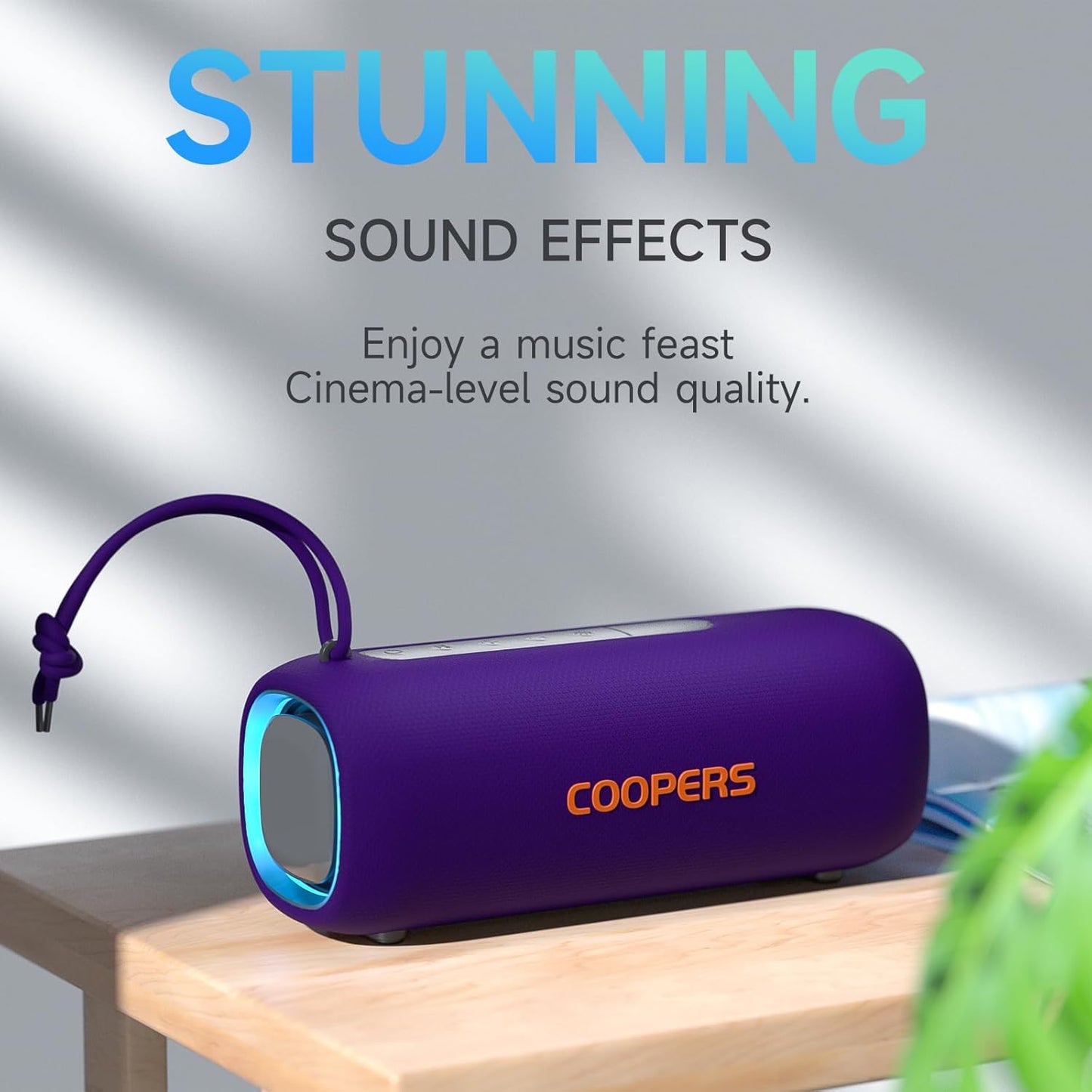 Portable Bluetooth Speaker, Wireless Bluetooth Speaker with Clear Loud Stereo Sound, IPX5 Waterproof Speakers with RGB Lights, BT5.3, Long Playtime, TWS Pairing for Home Outdoor Party Beach Travel