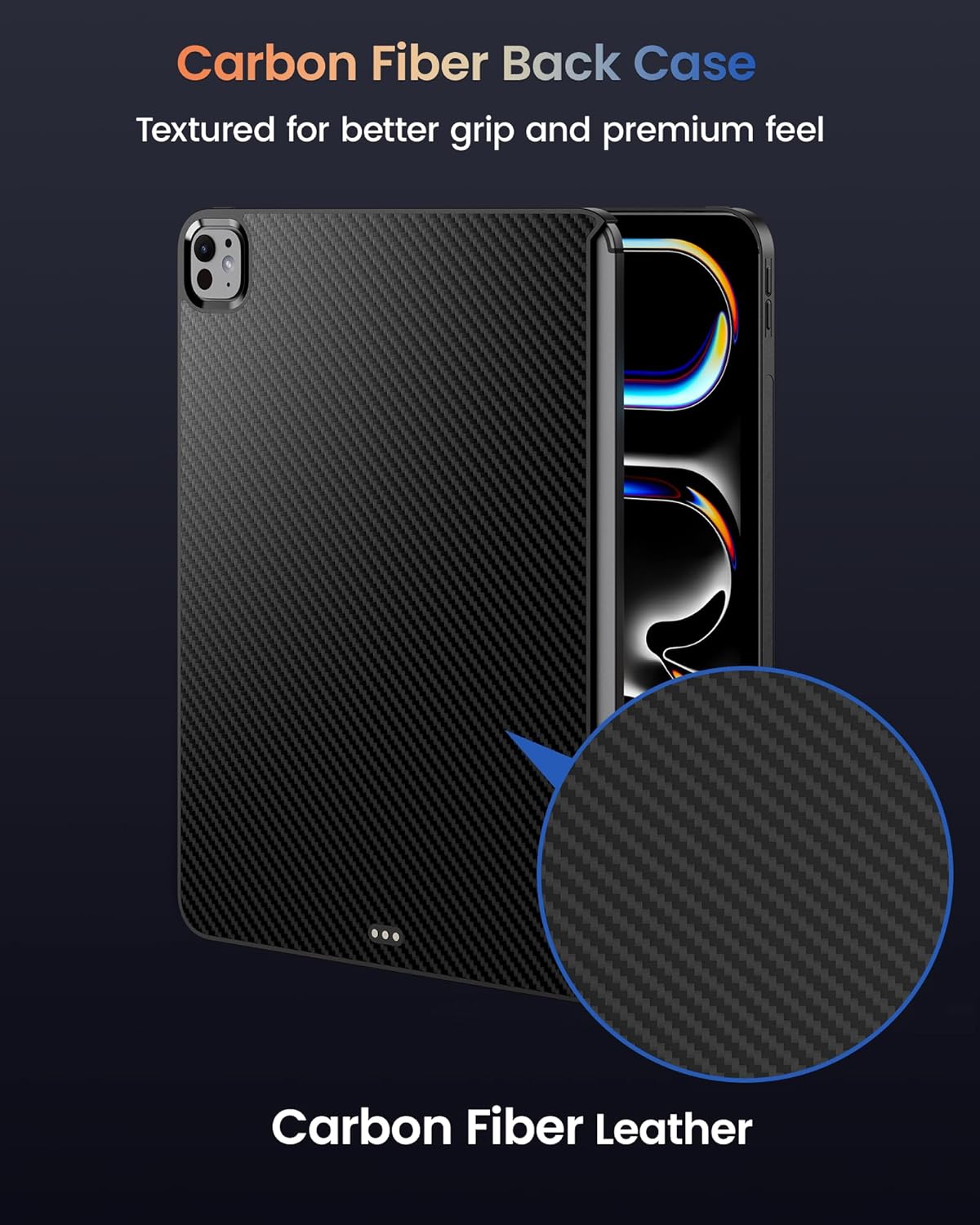 typecase Edge+ Keyboard Case for 2024 iPad Pro 13-inch (M4), Black Keyboard with Carbon Fiber Protective Case,Portrait & Typing Modes,Built-in Trackpad,11-Color Backlight,Magnetic Stand,Pencil Holder