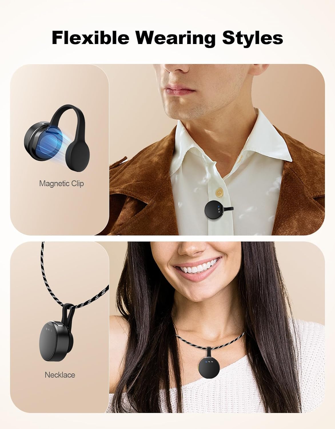 Wireless Mini Microphone for Camera/iPhone/Android/iPad/Laptop, Lav Mic with Charging Case, AI Noise Reduction, 50H Battery, 230ft Range, Lavalier Microphone for Video Recording, YouTube, Vlog