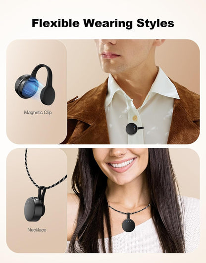 Wireless Mini Microphone for Camera/iPhone/Android/iPad/Laptop, Lav Mic with Charging Case, AI Noise Reduction, 50H Battery, 230ft Range, Lavalier Microphone for Video Recording, YouTube, Vlog