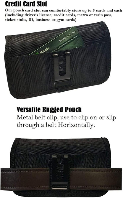 AH Military Grade Nylon Cell Phone Pouch - Clip Holder for Belt Loop, Fits iPhone 13/14 Max/Pro, S20 Plus, Otterbox (Large)