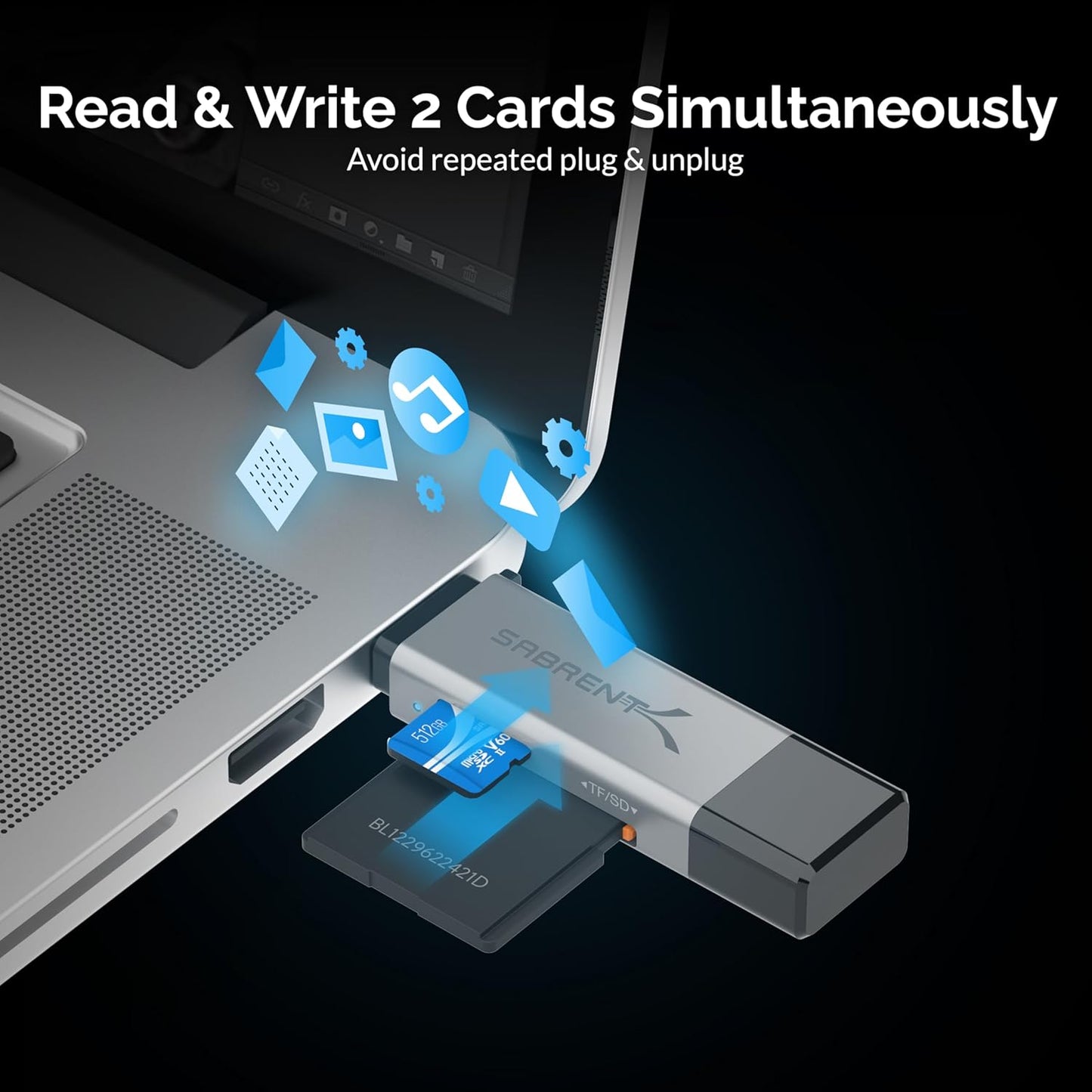 SABRENT SD Card Reader, High-Speed USB C to Micro SD Card Adapter, USB 3.0 OTG Dual Slots Memory Card Reader & 3.0 OTG – High Speed Micro SD Card Reader for SD, SDHC, SDXC, MMC, T-Flash (CR-BCA2)