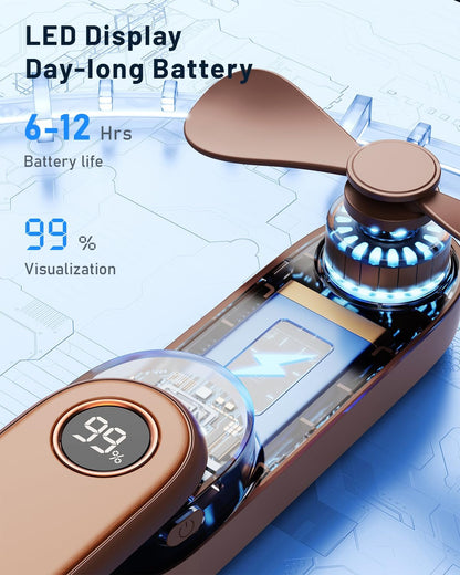 SWEETFULL Portable Handheld Mini Fan with LED Display, 3-in-1 Personal Foldable USB Rechargeable Hand Held Fan & Flashlight for Travel, Lash Eyelash, Cute Small Pocket for Women, Girls