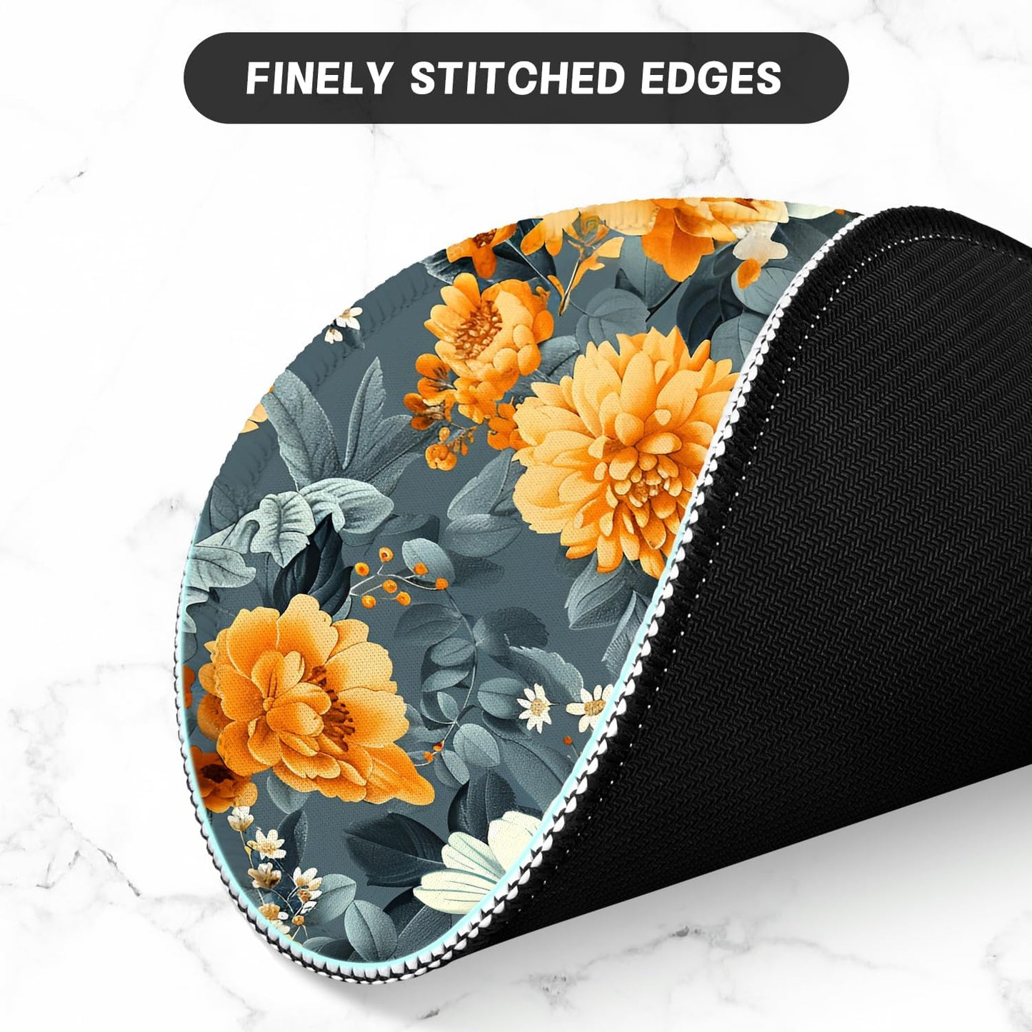 ITNRSIIET Round Mouse Pad with Stitched Edge Premium-Textured Waterproof Non-Slip Rubber Base Desktop Protection Mat Diameter 8.7 inches, Beautiful Flowers