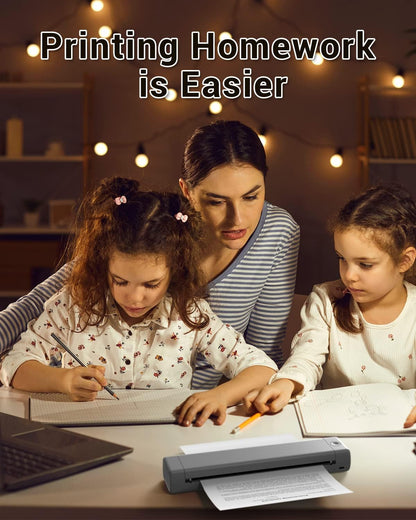 Phomemo Inkless Portable Printer for Travel - Wireless Thermal Printer Compatible with Phone & Laptop, Bluetooth Printers Supports 8.5" X 11" Letter Thermal Paper, Come with Carry Case