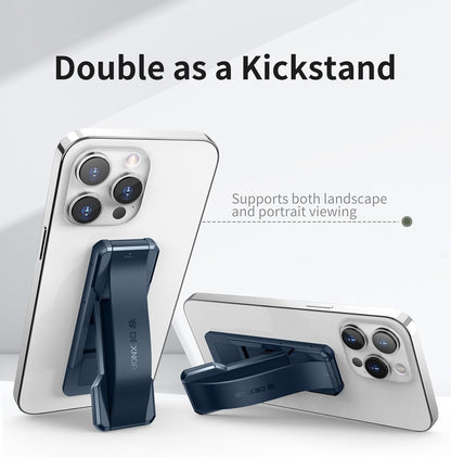 Dexnor New Upgrade Phone Grip, Phone Holder for Hand [2-in-1] Phone Strap with Kickstand Phone Finger Holder Compatible with Most iPhone Samsung Phone Case, Navy Blue