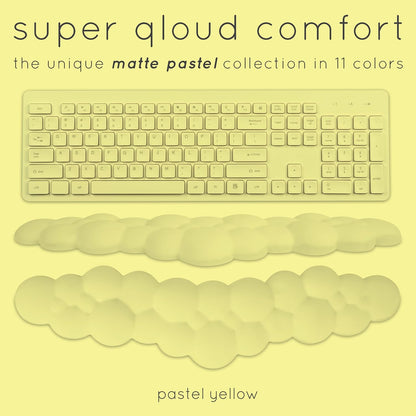 Qloud Cloud Wrist Rest Keyboard Wrist Rest for Computer Keyboard Pad, Cloud Keyboard Wrist Rest, Wrist Pad for Keyboard, Memory Foam, Non Slip Base, Comes with Mouse Pad - Yellow
